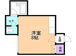 メゾン中の島 ワンルームの間取図画像