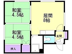 栄マンション 6 2階2LDKの間取り