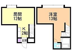月寒原レジデンス 1LDKの間取図画像