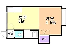 第16森宅建マンション 1DKの間取図画像