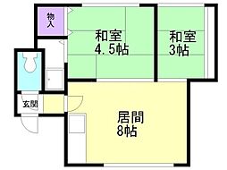 コーポ美園A 2LDKの間取図画像