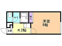 レオパレスバレーコリーヌ 2階1Kの間取り