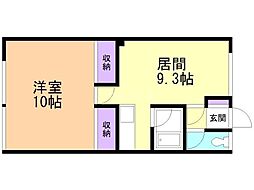 ウエスト-2 1LDKの間取図画像