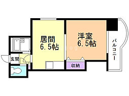 ローヤルハイツ月寒東5 1DKの間取図画像
