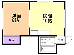 ワトミ2号館 1LDKの間取図画像