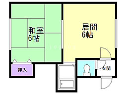 高台ハイツ 1DKの間取図画像