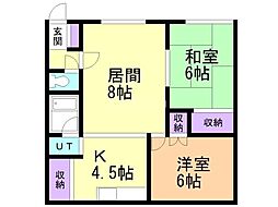 コーポ羊ヶ丘 2LDKの間取図画像