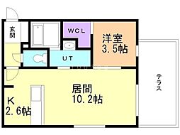 ブリーゼ中の島 1LDKの間取図画像