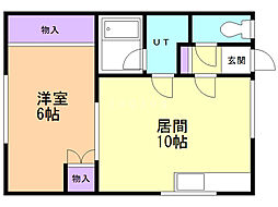 第2ときわマンション 1LDKの間取図画像