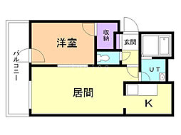 プロヴィデンス中の島 1階1LDKの間取り