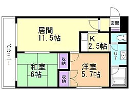 ロイヤルレインボー平岸A 2LDKの間取図画像