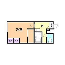 レオパレスエスペールポナール 1Kの間取図画像