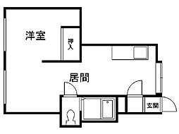 サン・シャイン 1LDKの間取図画像
