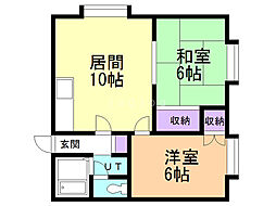フロスティ月寒東A 2LDKの間取図画像