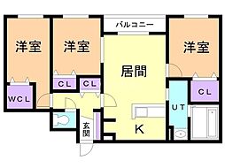 アクトピア清田・2 3LDKの間取図画像