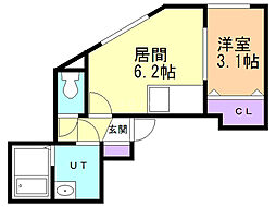 グランパレスK 1DKの間取図画像