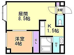 セトル豊平4・1 1LDKの間取図画像