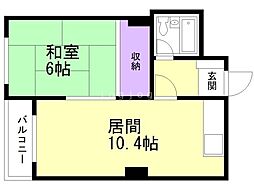 コロナード平岸2 1LDKの間取図画像