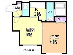 パラッツオ平岸 1LDKの間取図画像