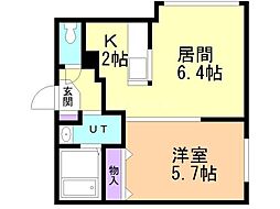ビクトワール澄川 1LDKの間取図画像