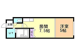 カゼル中央 1LDKの間取図画像