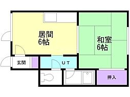 エスコート川沿A 1DKの間取図画像