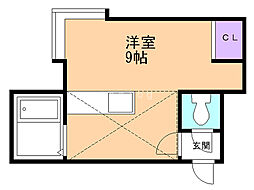プレスティジャス美園 ワンルームの間取図画像
