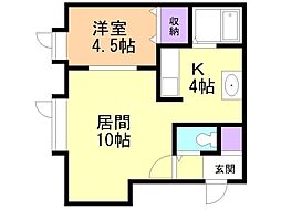 R64 1LDKの間取図画像