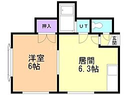 ルミエール澄川 1DKの間取図画像