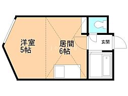 シャトー中の島 1DKの間取図画像
