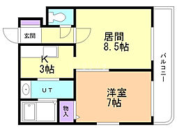 エルサコート澄川 1LDKの間取図画像