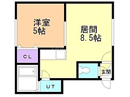 カシーナ平岸高台壱番館 1LDKの間取図画像