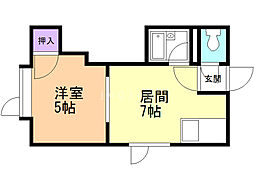 ロイヤルコート学園前 1DKの間取図画像