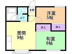 メゾンドヒル33 2LDKの間取図画像