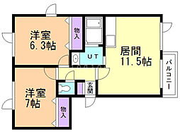 アイリスガーデン 2LDKの間取図画像