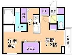 melaverde 1LDKの間取図画像