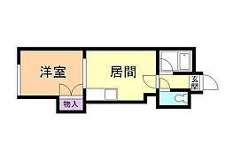 メゾンエクレーレ中の島 ワンルームの間取図画像