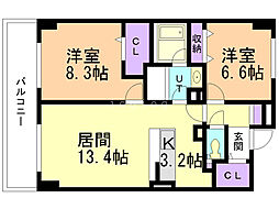 ホーリーフォート南平岸 2LDKの間取図画像