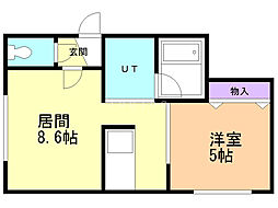 サン・タバサ月寒壱番館 1LDKの間取図画像
