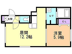 ルピナス美園 1LDKの間取図画像