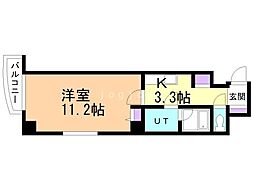 ユニバース・1 1Kの間取図画像