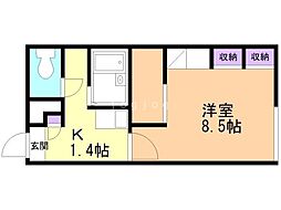 レオパレス美園アグリ 1Kの間取図画像