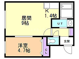 リージェント豊平 1LDKの間取図画像