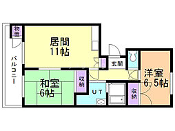 チサンマンション澄川2番館 2LDKの間取図画像