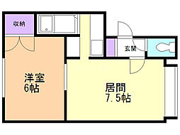 セゾンド澄川 1DKの間取図画像