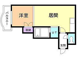 ペルドゥエープス平岸 1DKの間取図画像