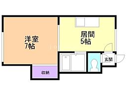 ルピナス南平岸 1DKの間取図画像