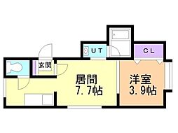 メゾン石田B 1LDKの間取図画像