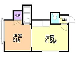 ルミエールジュノンB 1DKの間取図画像