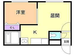 エスポワール 1DKの間取図画像